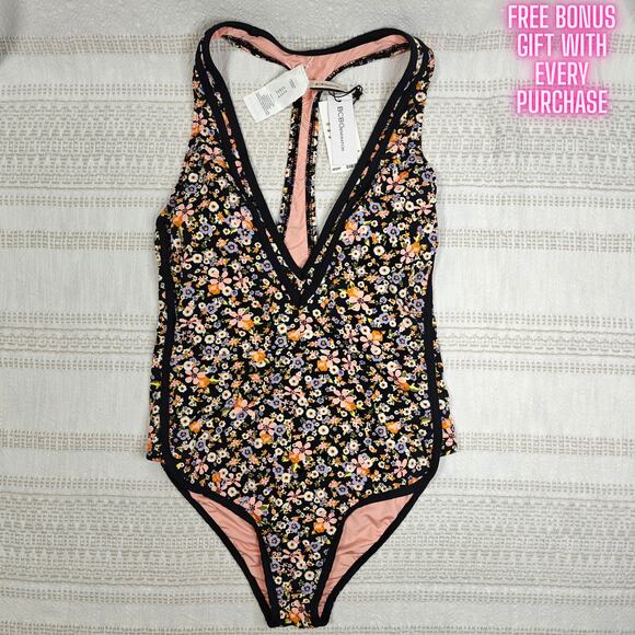 BCBGeneration Floral Racerback One Piece Swimsuit Size M NWT - Picture 1 of 6